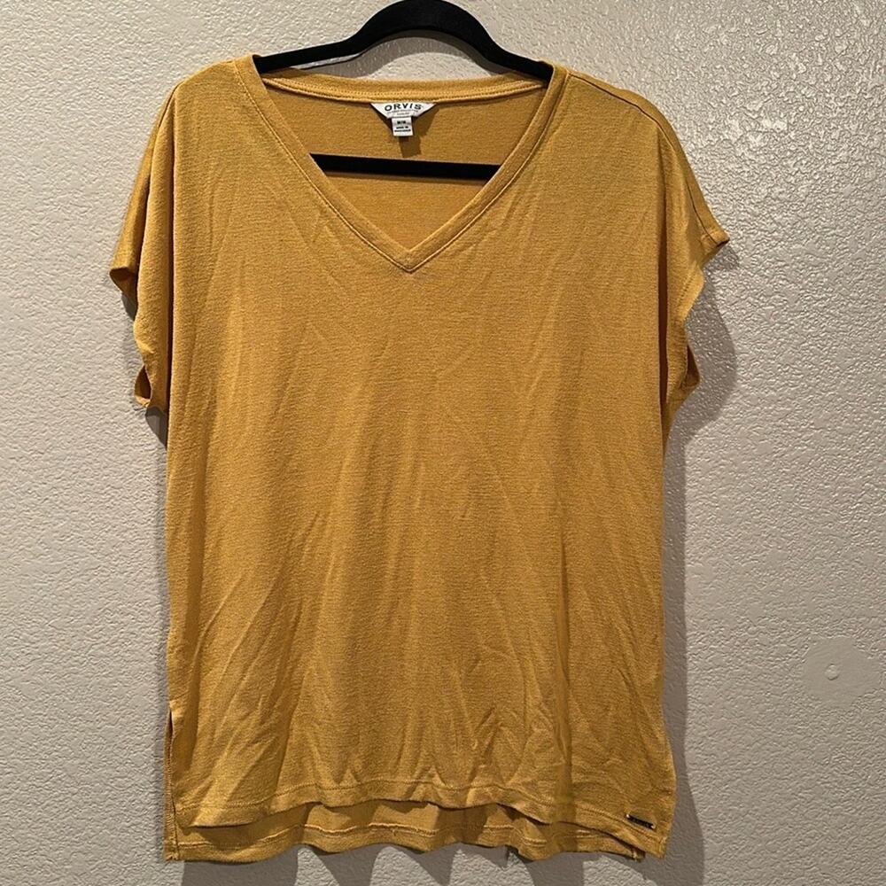 Orvis is Mustard V-neck tee M